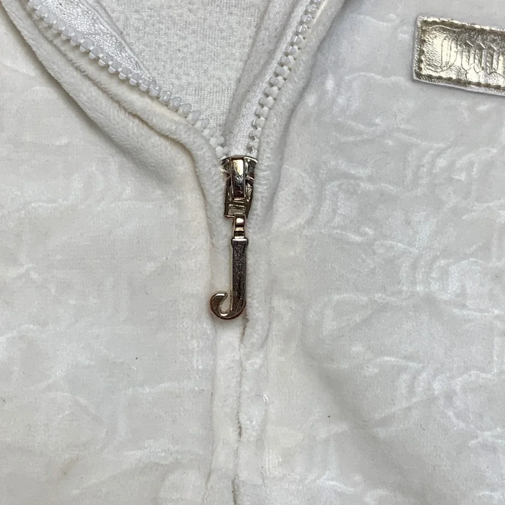 Juicy Couture Full Zip Track Jacket Baby Girls 12M Cream Velour Long Sleeve